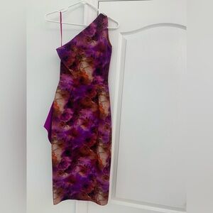 Chiara Boni Vibrant Purple and Red One-Shoulder Dress